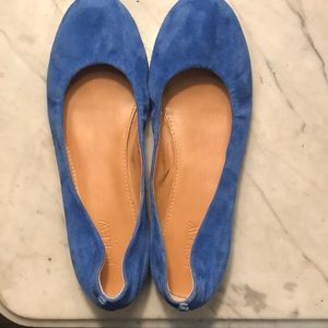 J. Crew 7.5 blue suede ballet flats